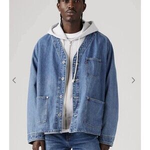 Size XL Levis Union Engineers Coat Denim Medium Wash Men Cardigan Relaxed Fit